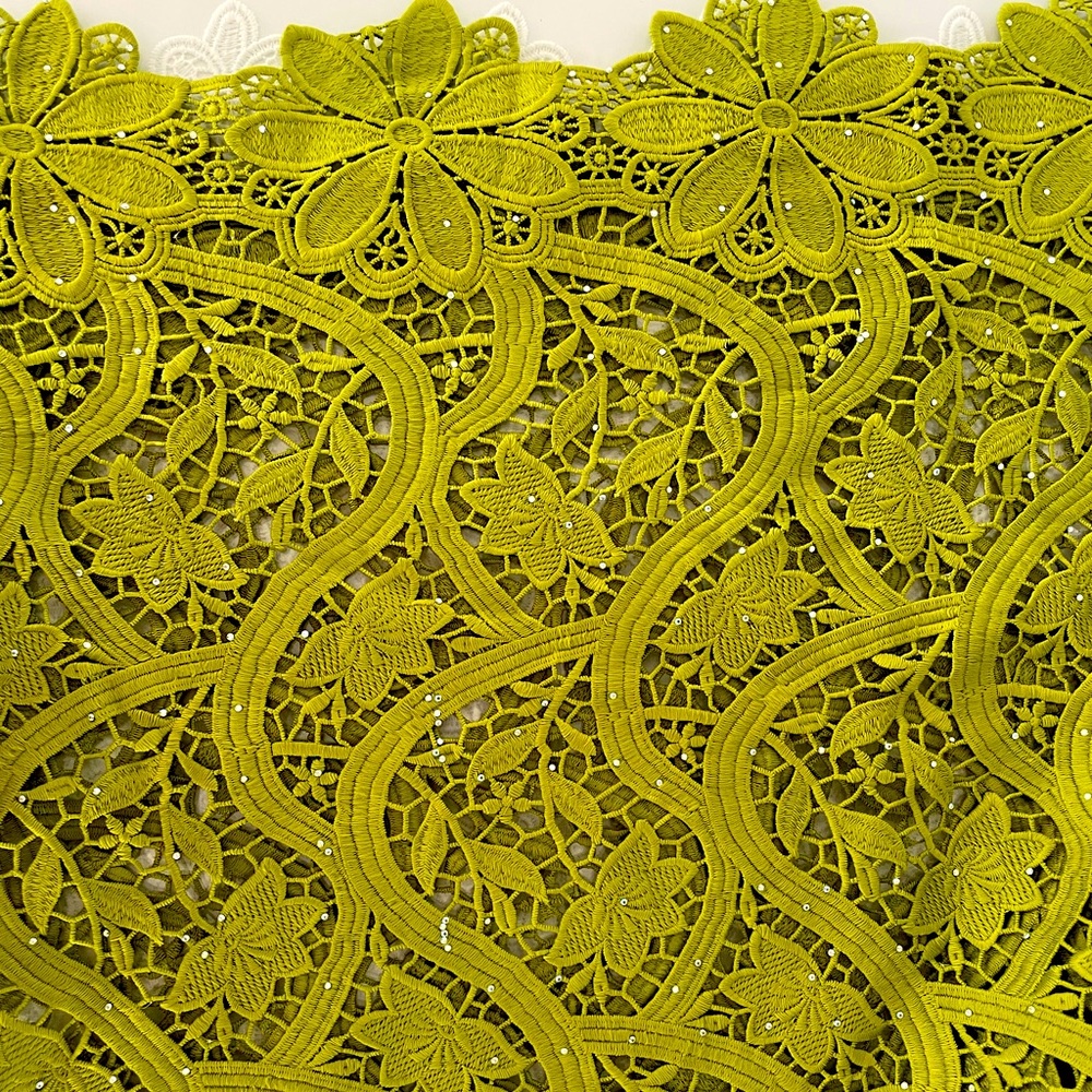 Floral Green guipure lace